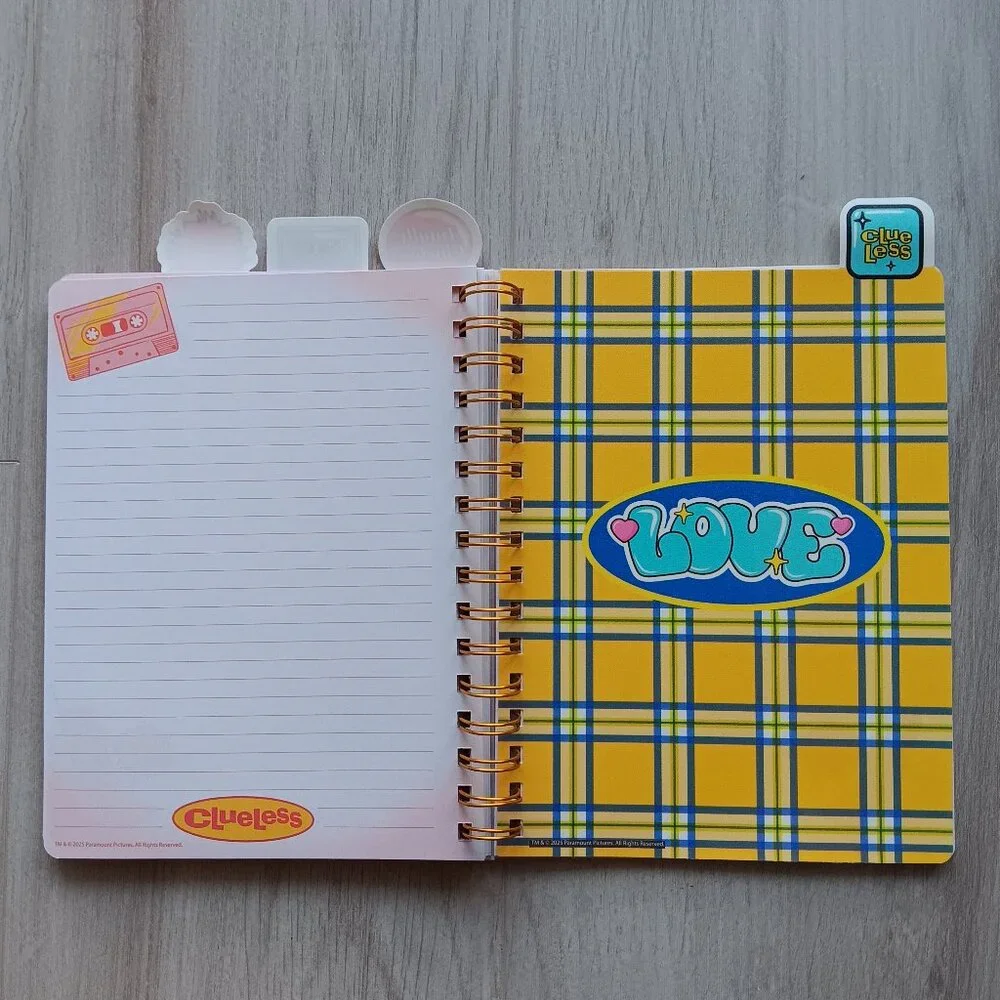 Clueless 30th Anniversary Spiral Bound Tabbed Notebook Lined 96 Sheets Pink Gold